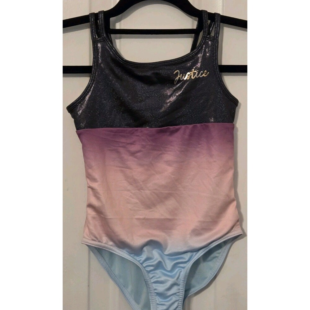 Justice Girls Ombre Macrame Back Ombre Dance and Gymnastics Leotard - Size 7/8